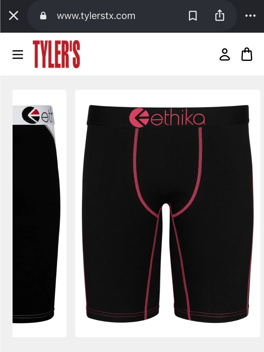 ethika Black Boxer Briefs with Pink Stitching and Logo